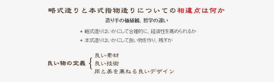 略式造りと本式指物造りについての相違点は何か