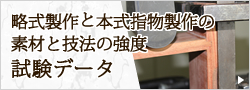 略式製作と本式指物製作の素材と技法の強度試験データ